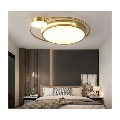 Ultra-thin led ceiling lamp round bedroom lamp simple modern balcony room lamp Nordic creative light luxury all copper lamp