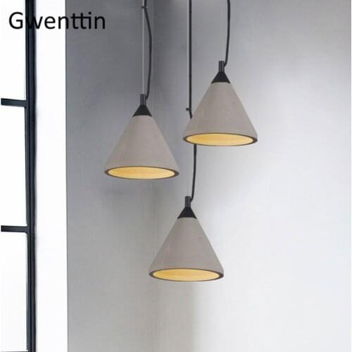 Vintage Horn Cement Led Pendant Lights Kitchen Hanging Lamps Dining Room Light Fixtures Industrial Lamp Loft Decor Home Decor