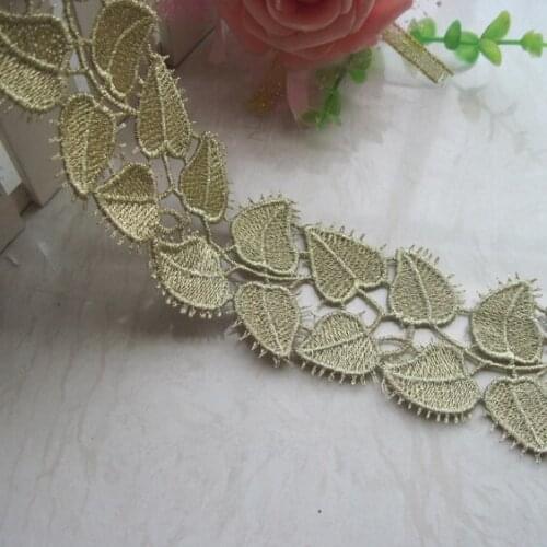 Water soluble gold lace embroidery cloth wholesale garment accessories leaves DIY handmade accessories golden wide 4cm