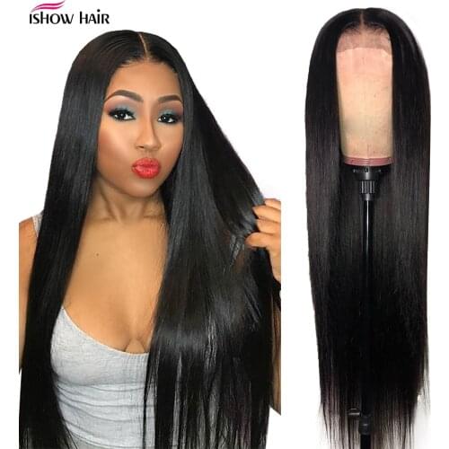 Ishow Lace Front Human Hair Wigs Straight Pre Plucked Hairline Baby Hair 13x4x1 150% Malaysian Remy Human Hair Lace Part Wigs