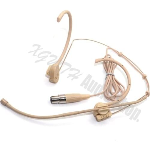 Xgwth 3pin Mini XLR 3-Pin TA3F Foldable Headworn Condenser Headset Microphone for AKG Samson Wireless Body-Pack Transmitter