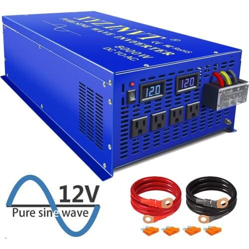 XYZ 8000W Inverter Pure Sine Wave 12v 24v 36v 48v DC to AC 120v 240V Car Battery Use Home Use Off-grid Solar Inverters Converter
