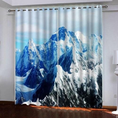 Custom living room bedroom curtain 3d photo Beautiful tall snow mountain curtains 3d blackout curtains home Decoration
