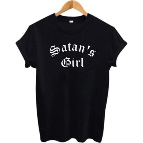 Satans Girl shirt Satans Girl Letter Print Women Tshirts Cotton Casual Funny T Shirt for Girl Hipster 90s Grunge Rock Shirt