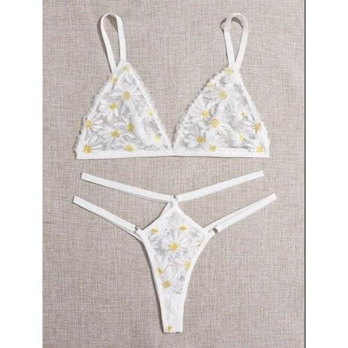 2020 New Arrival Hot Sexy underwear set Breathable bralette with sexi underpants Sheer Mesh Lingerie Set Invisible bra for women