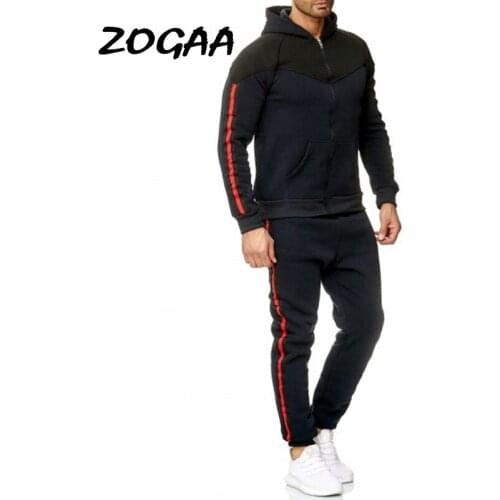 ZOGAA Sets Men New Sports Sweater Trousers Suits Mens Casual Stitching Long-sleeved Hooded Trendy Hot Sale Plus Size Tracksuits