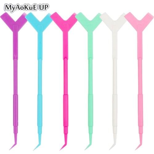 10pcs Perming eyelash Applicator lash Lifting curler Stick Multifunction Plastic Hot Glue Spoon Y Shape eyelash extension Brush
