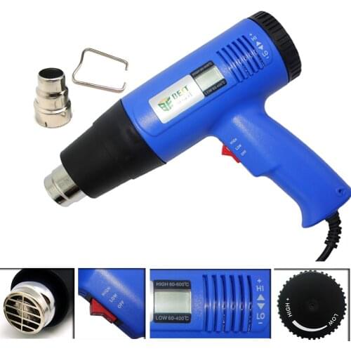 1600W AC220 Digital Electric Hot Air Gun Temperature-controlled Building Hair dryer Heat gun Soldering Tools Adjustable+ Nozzle