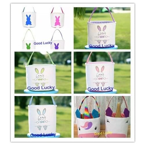 200pcs/lot 11styles mixed canvas easter basket monogram personalize good quality easter bucket hunting tote bag