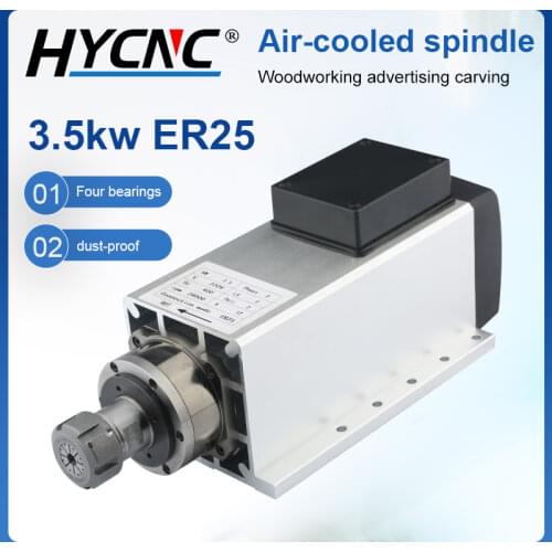 3.5kw ER25 engraving machine air-cooled spindle motor 220V 24000rpm with flashing high speed woodworking 4 ceramic shaft