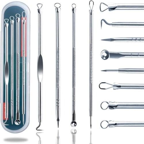 4PCS Blackhead Remover Kit Pimple Comedone Extractor Tool Blemish Acne Remover Tool Tweezers for Risk Free Nose Face Skin
