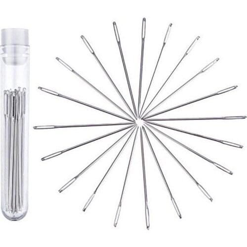 9pcs/Pack Stainless Steel Sewing Needle Big Eye Needle Embroidery Needle with Transparent Needle Bottle