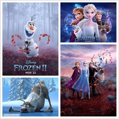 Disney 5D Diy Diamond Painting Cartoon Frozen Princess Cross Stitch Diamond Embroidered Full Round Diamond Mosaic Home Decor
