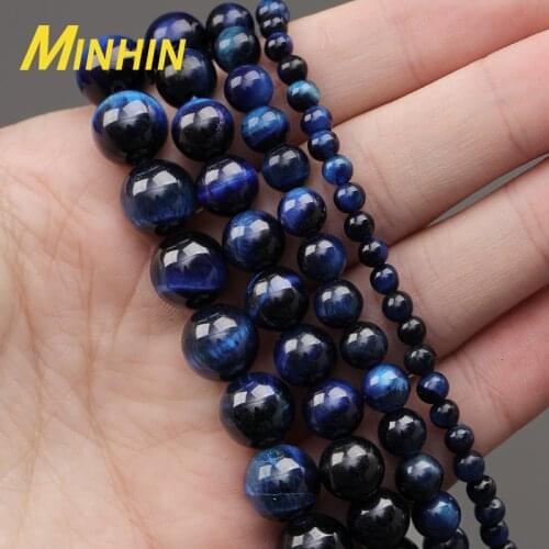 MINHIN Lapis Tiger Eye Beads For Jewelry Making AAA Grade Round Loose Spacer Beads DIY Charms Bracelet 4/6/8/10MM