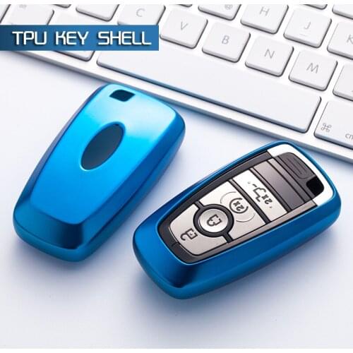 Blue Smart TPU Key Cover Fob Case for Ford Edge Mondeo EcoSport Keyless