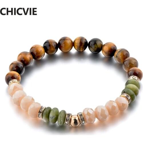 CHICVIE Dropshipping Brown Charms Natural Stone Custom Bracelets & Bangles Beads For Women Jewelry Making Bracelets SBR180051