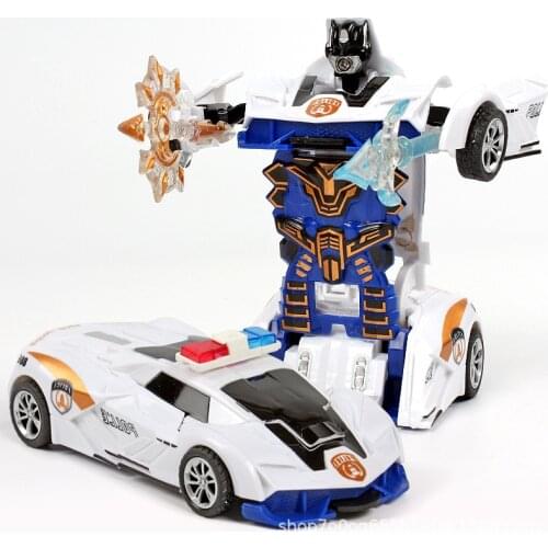 Childrens collision deformation toy car inertial impact one-button deformation robot childrens toys are sent in random colors