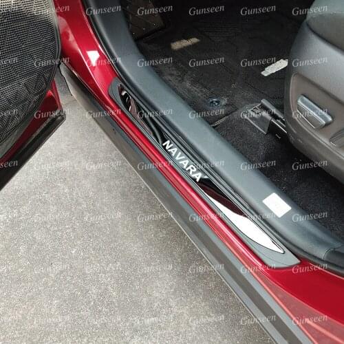 For Nissan Navara Car Accessories Door Sill Protector Scuff Plate Pedal Threshold Sticker Guard Cover Styling 2019 2020 2021