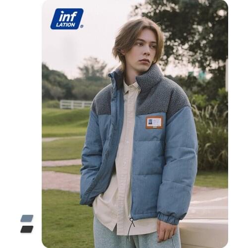 INFLATION Mens Puffer Jacket Winter 70% White Duck Down Jacket Men Women Lambswool Pacthwork Puffer Jacket with Fleece Collar