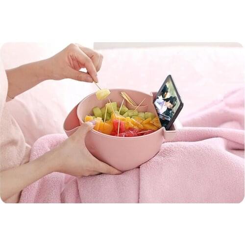1PC Fruits Melon Seed Snack Case Food Storage Box Creative Double Deck Case Home Accessories with Mobile Phone Stand OK 0660