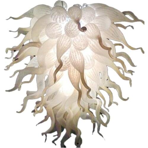 Elegant Splendid Art Leaf Shape Modern White Bedroom Hand Blown Glass Chandelier Lamp