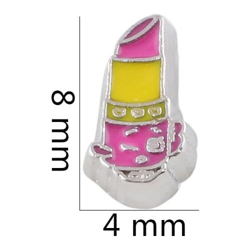 F216 New Arrival Cute Colorful Lipstick DIY Charms Fit Floating Living Memory Lockets Necklace Pendant