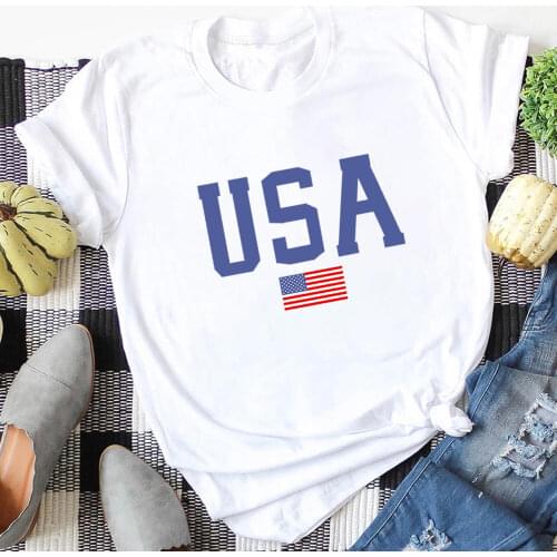 USA Flag 100%Cotton Graphic Print Women Tshirt Unisex July 4th Summer Casual Short Sleeve Top 4th Of July Shirt Holiday Shirts