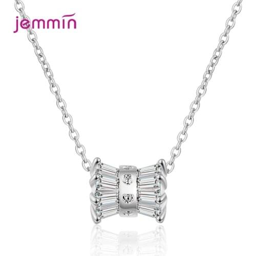 Good Quality 925 Sterling Silver White CZ Pendant Necklaces With Extension Chain Women Wedding Party Jewelry Long Necklace