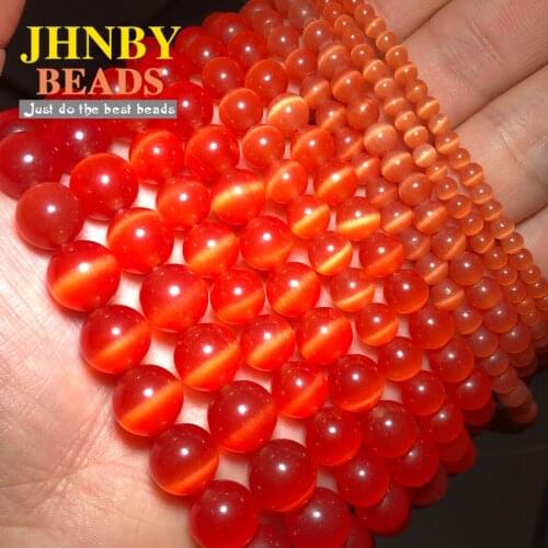 JHNBY Red Cats Eye opal Natural Stone 4/6/8/10/12MM glass Spacers Loose beads for Jewelry making DIY handwork bracelet necklace