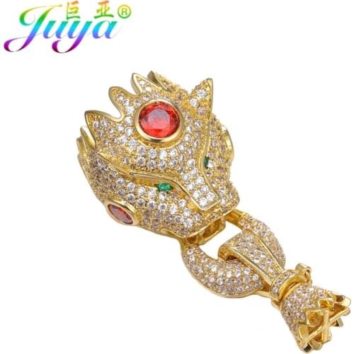 Juya DIY Needlework Pearls Gem Tassels Jewelry Making Components Talisman Dragon Panther Head Fastener Beads Clasps Accessories