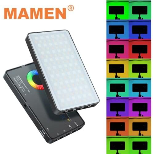 MAMEN 2500-8500K RGB Video Fill Light with 4 modes 4000mAh CRI 95+ Photographic Lighting for Camera Selfie Vlog Atmosphere Light