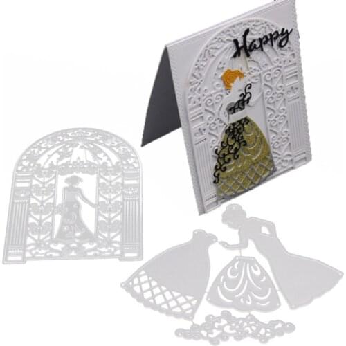 Metal Cutting Dies Cut Dies Princess Dress Lady Stencil for DIY Scrapbooking Album Card Wedding Decorations Template