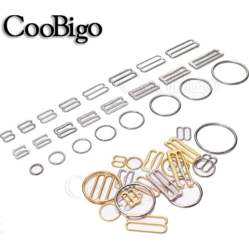 100pcs/Lot 6mm~25mm Metal Bra Strap Adjustment Buckles Underwear Sliders Rings Clips For Lingerie Adjustment DIY Accessories