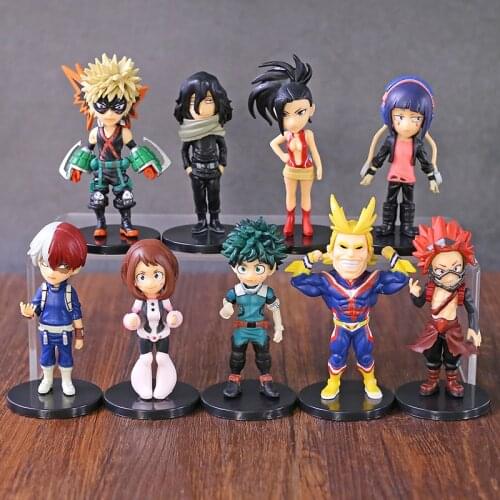 My Hero Academia All Might Midoriya Bakugou Todoroki Ochaco Kyoka Kirishima Yaoyorozu Mini PVC Figures Toys 9pcs/set
