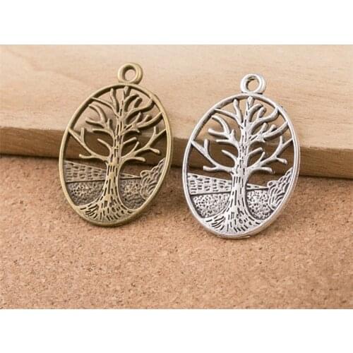NEW Accessories 4pcs/lot 34x24mm Two Colors Plated Tree Charms Pendant For Making DIY Jewelry
