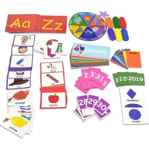 Learning Center Card Chart Calendar Weather Card Letter Word Card Math Card For Kids Children Educational Hanging Bag