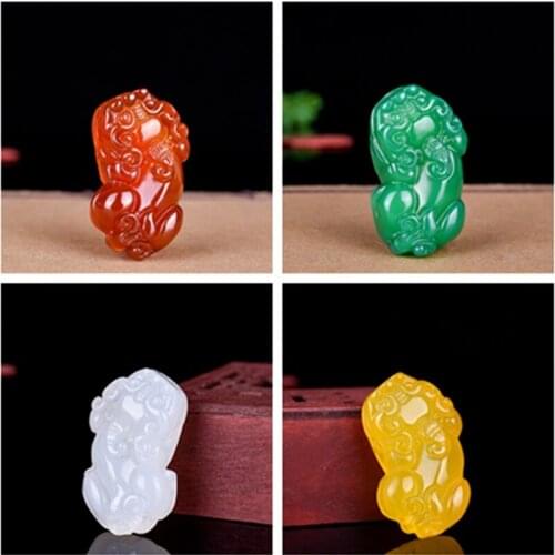 Natural Green Jade Pixiu Pendant Necklace Chalcedony Chinese Hand-Carved Charm Jewelry Accessories Amulet Fashion Men Women Gift