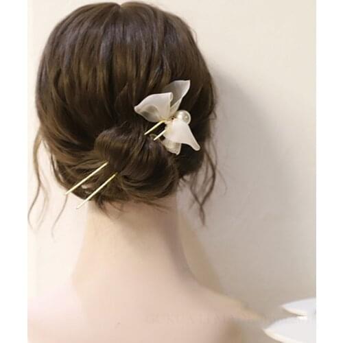 Fairy Bow Hairpin Hairpin Hairpin Female Hairpin Lace Sen Female Disc Hair Ushaped Clip Elegant Hair Accessories Headdress Girls