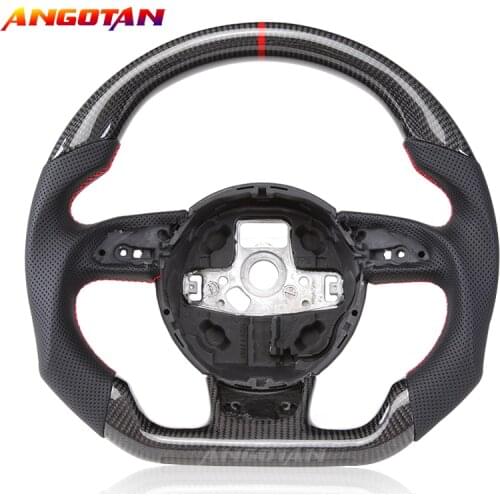 Sports Car Steering Wheel Fit for Audi Rs3 Rs4 Rs5 Rs6 Rs7 S3 S4 S5 Carbon Fiber Perforated Leather Steering Wheel 2012-2016
