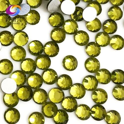 SS3-SS34 Olive green color Non HotFix flatback Top-level glass crystal 3D Nail Art Rhinestones diy Decorations MFGLL