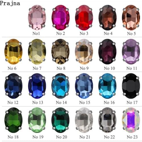 Prajna AB Crystal Oval Glass Rhinestones Flatback Claw Rhinestones Sew On Stones Strass Diamond Appliques For Wedding Dress DIY