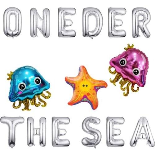 Decorations Oneder the Sea Banner Mylar Foil Balloon Party Supplies Jellyfish Starfish Balloon for Birthday Party Baby Shower