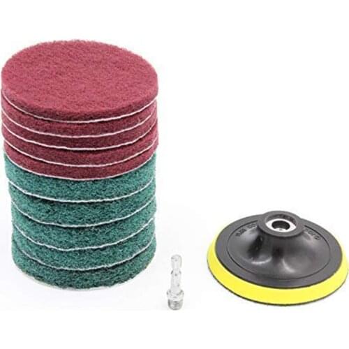 Universal Electric Drill Brush Kit Household Cleaning Wall Door Floor Furniture Sponge Brush Scouring Pad with Diam 9.5 Base