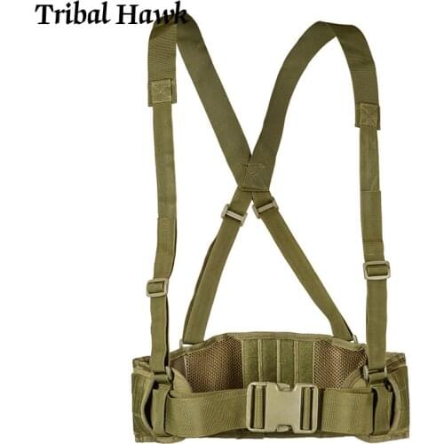 Military Combat Belt Airsoft Tactical Molle Duty Battle Belt Men Comfortable Soft Padded and Removable EAS H-shaped Waist Girdle