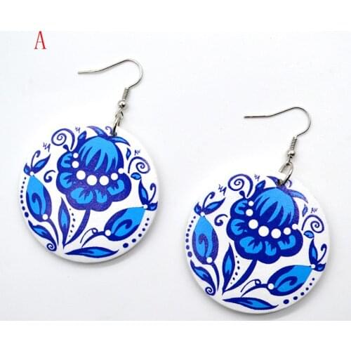 YULUCH 2018 New custom handmade fashion hot round wood color flower personality woman jewelry earrings gift