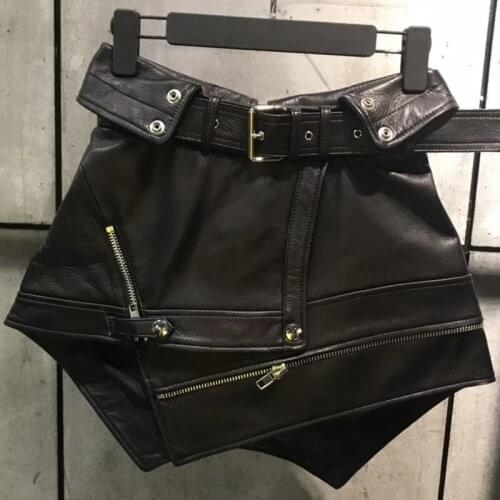 Genuine real leather ladies skirt