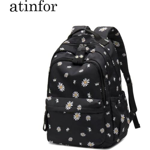 Atinfor Waterproof Little Daisy School Backpack for Women Printing Female Rucksack Girls Daily College Laptop Cute Bagpack