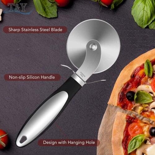 T&Y 1PC Stainless Steel Pizza Cutter Wheel with Ergonomic Anti-Slip Handle, Pizza Slicer Dishwasher Safe, Ideal For Cake, Pie