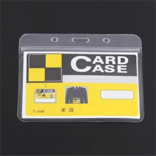10Pcs 98x80mm Convenient Clear PVC Exhibition ID Name Badge Card Plastic Pocket Holder Waterproof Pouches Office Supplies