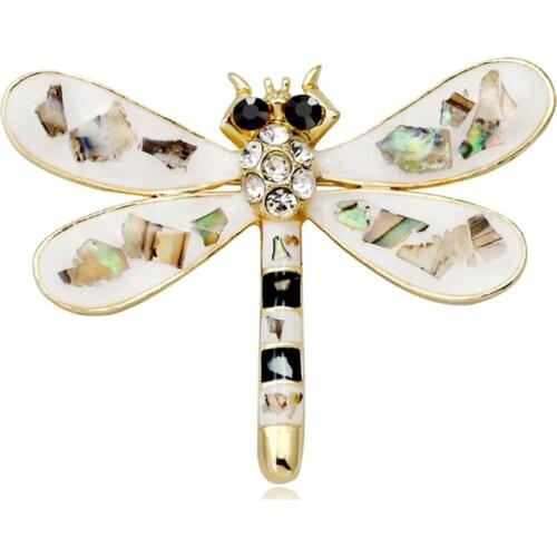10 pcs/lot free shipping Simple Elegant enamel Crystal Rhinestone Dragonfly Insect Brooch Pins